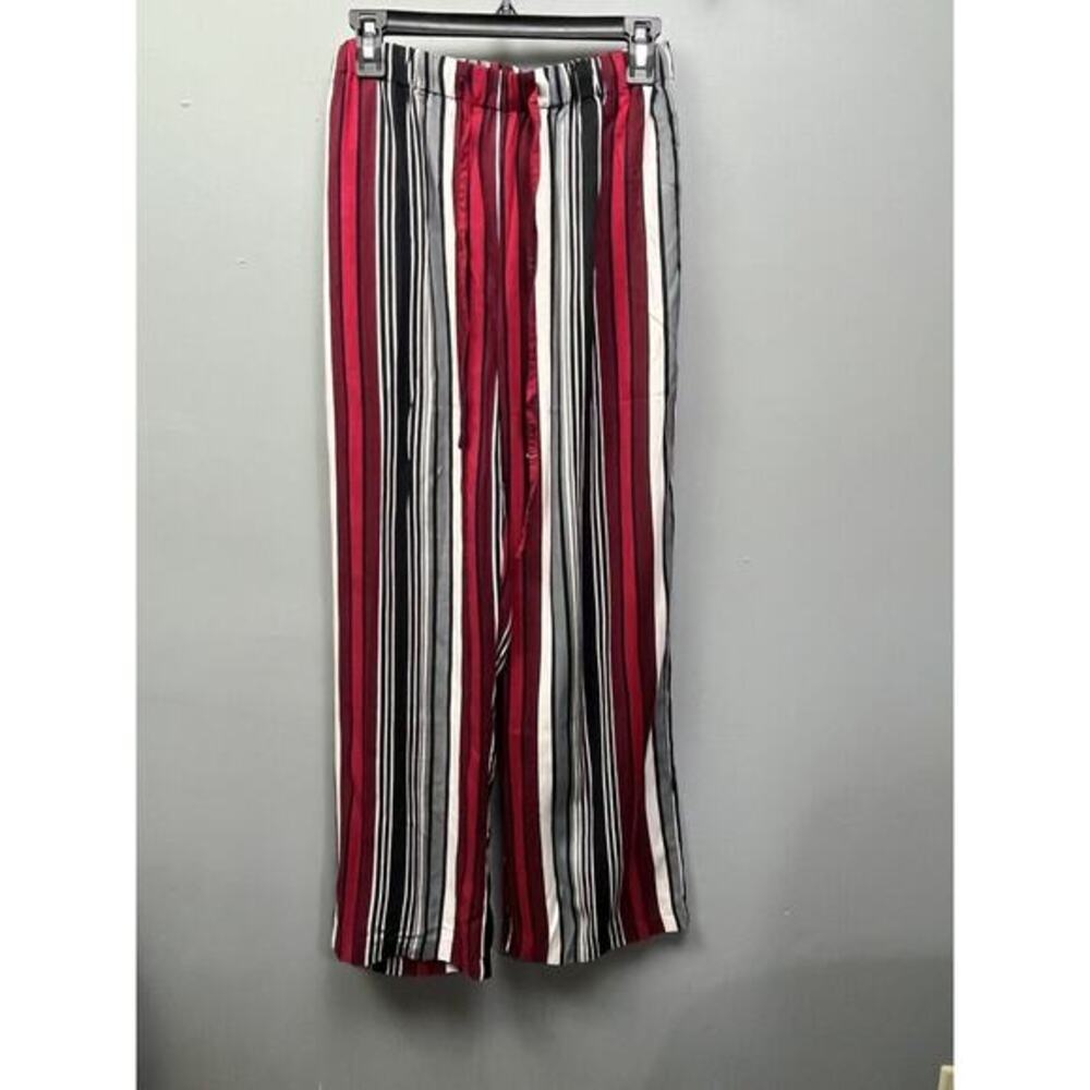 BocaBay wide leg pants Womens Medium Red striped casual pull on‎ drawstring